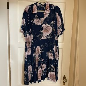 Chic Soul Navy Blue Dress with Pink Flowers Size 3X NWOT